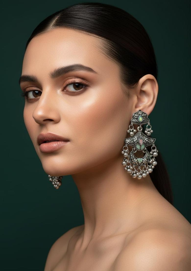 Silver Stainless Earrings Set - Indya