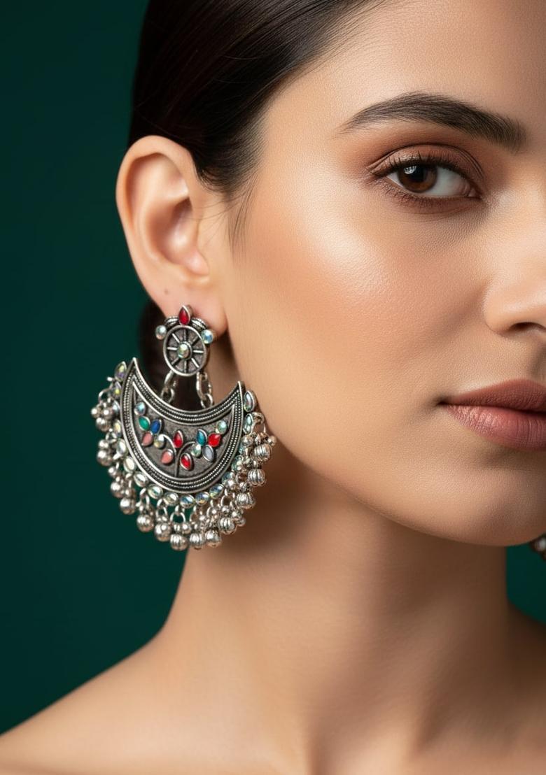 Silver Stainless Earrings Set - Indya