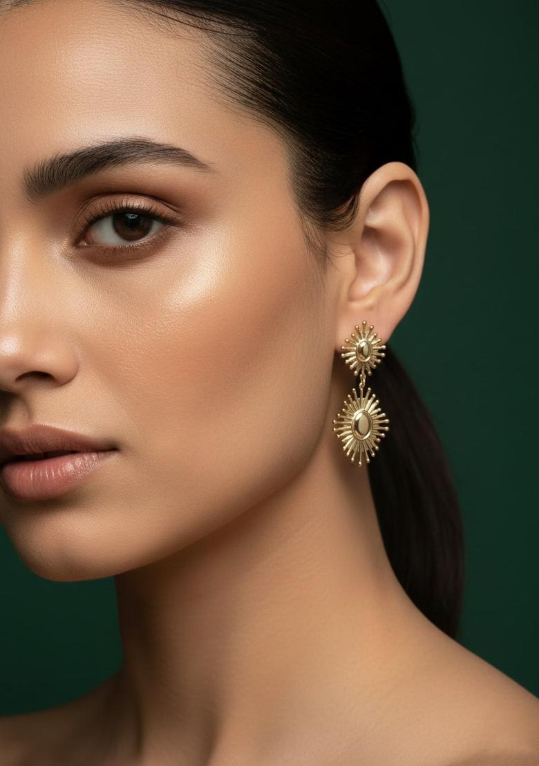 Golden Stainless Earrings Set - Indya