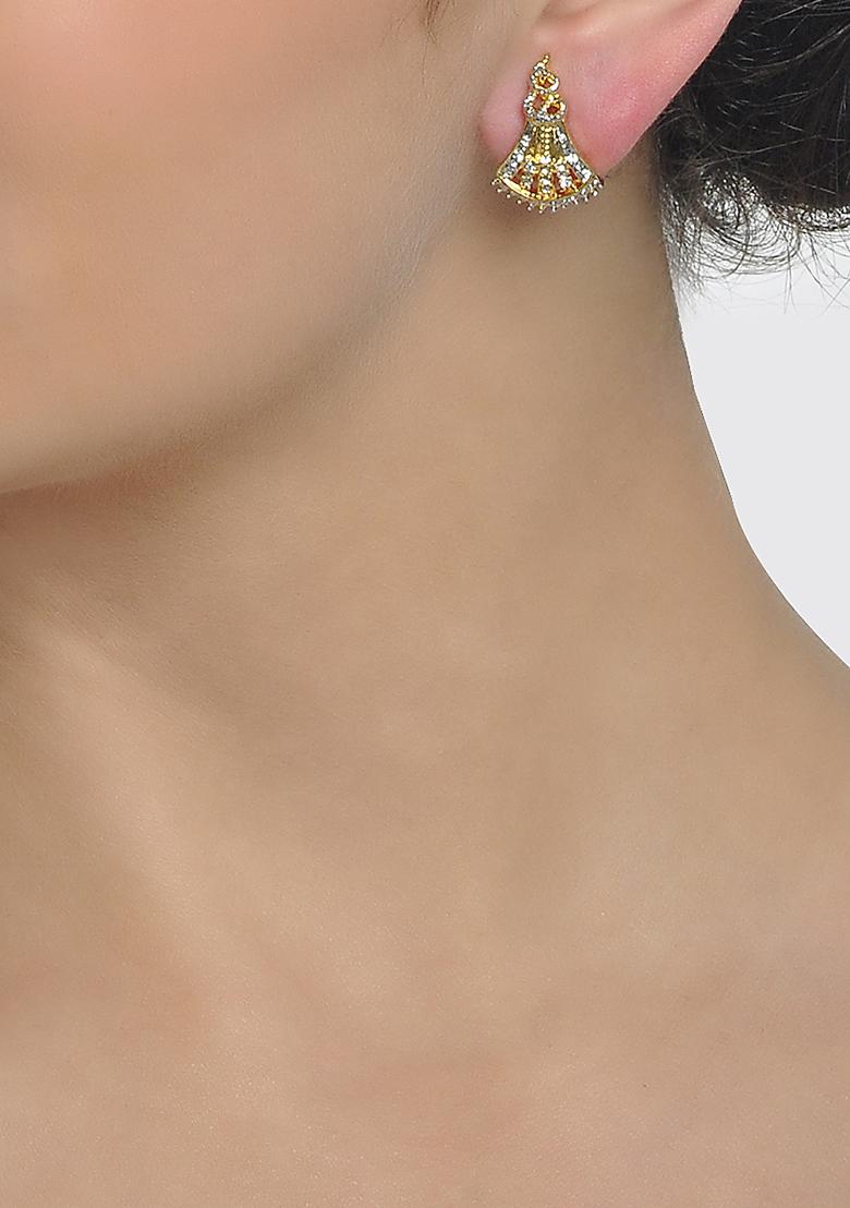 White Alloy Earrings - Indya