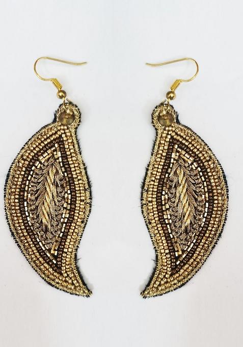 Golden Faric Metal Earrings