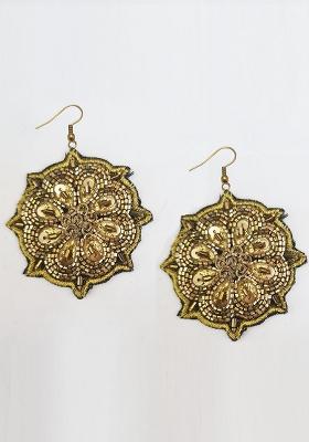 Golden Faric Metal Earrings