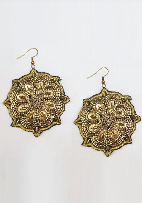 Golden Faric Metal Earrings