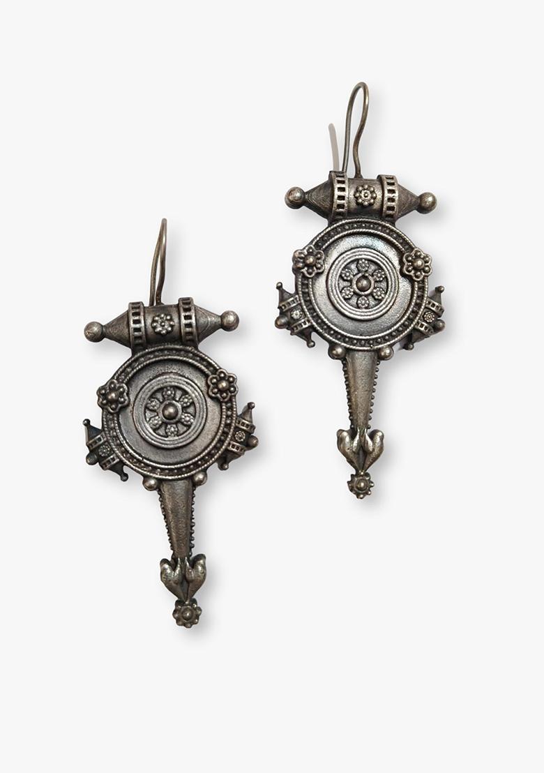 Silver Brass Earrings - Indya
