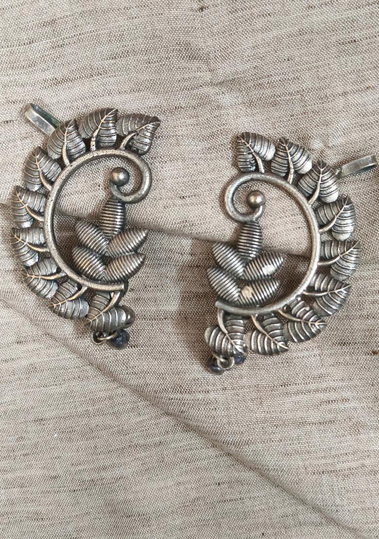 Silver Brass Earrings - Indya