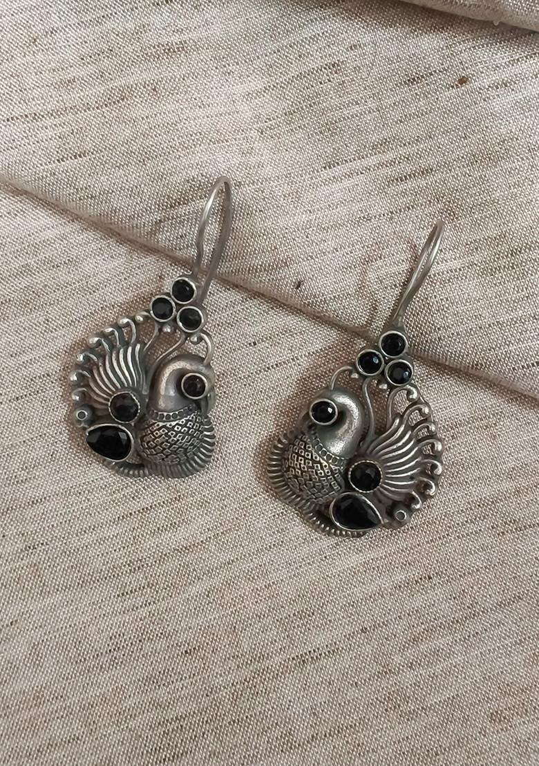 Silver Brass Earrings - Indya
