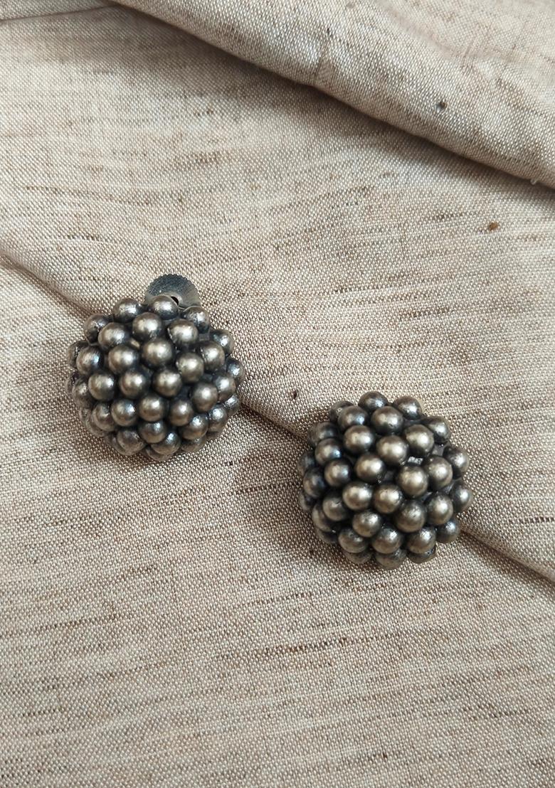 Silver Brass Earrings - Indya