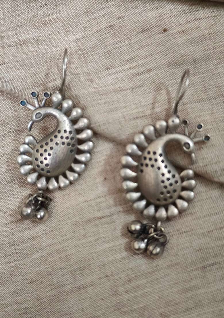 Silver Brass Earrings - Indya