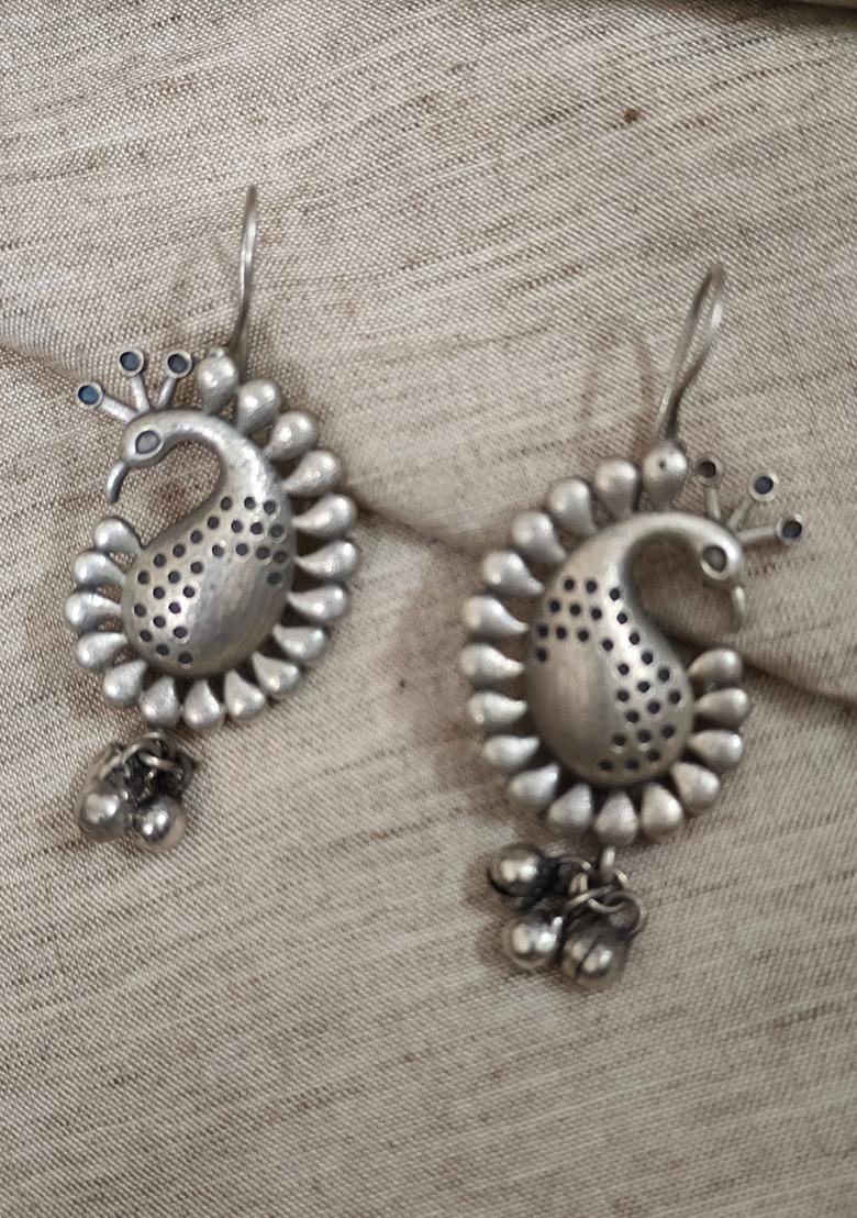 Silver Brass Earrings - Indya