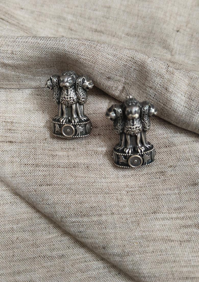Silver Brass Earrings - Indya