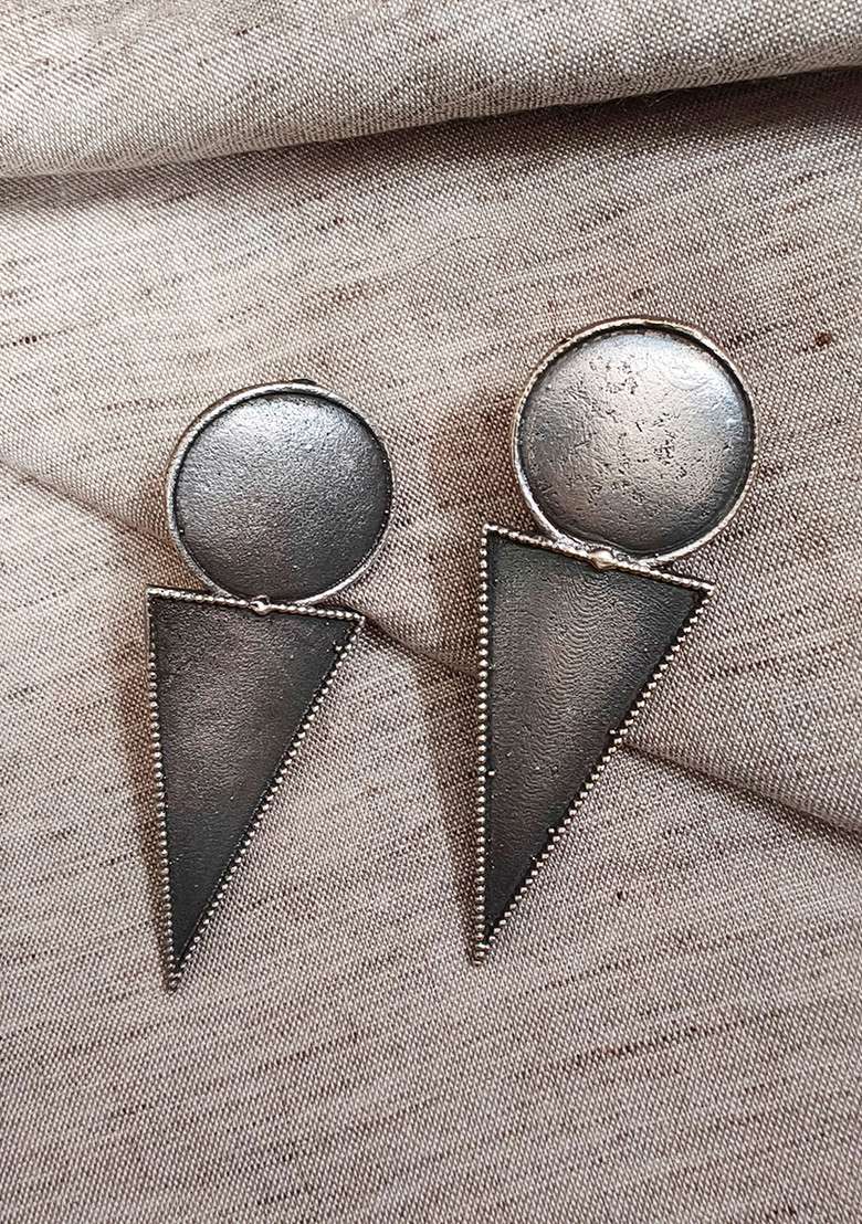 Silver Brass Earrings - Indya