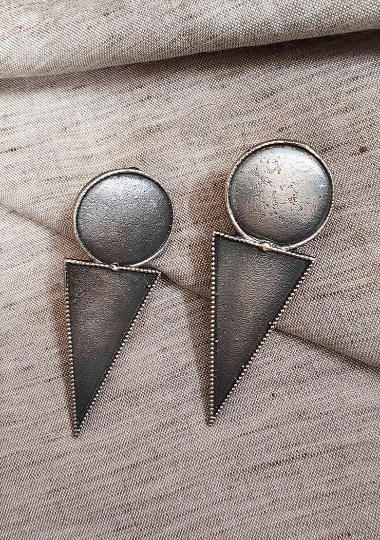 Silver Brass Earrings - Indya