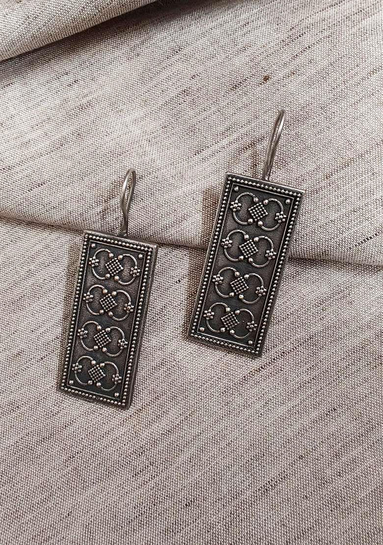 Silver Brass Earrings - Indya