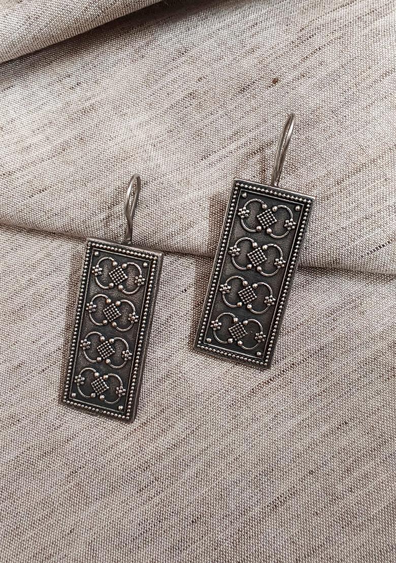 Silver Brass Earrings - Indya