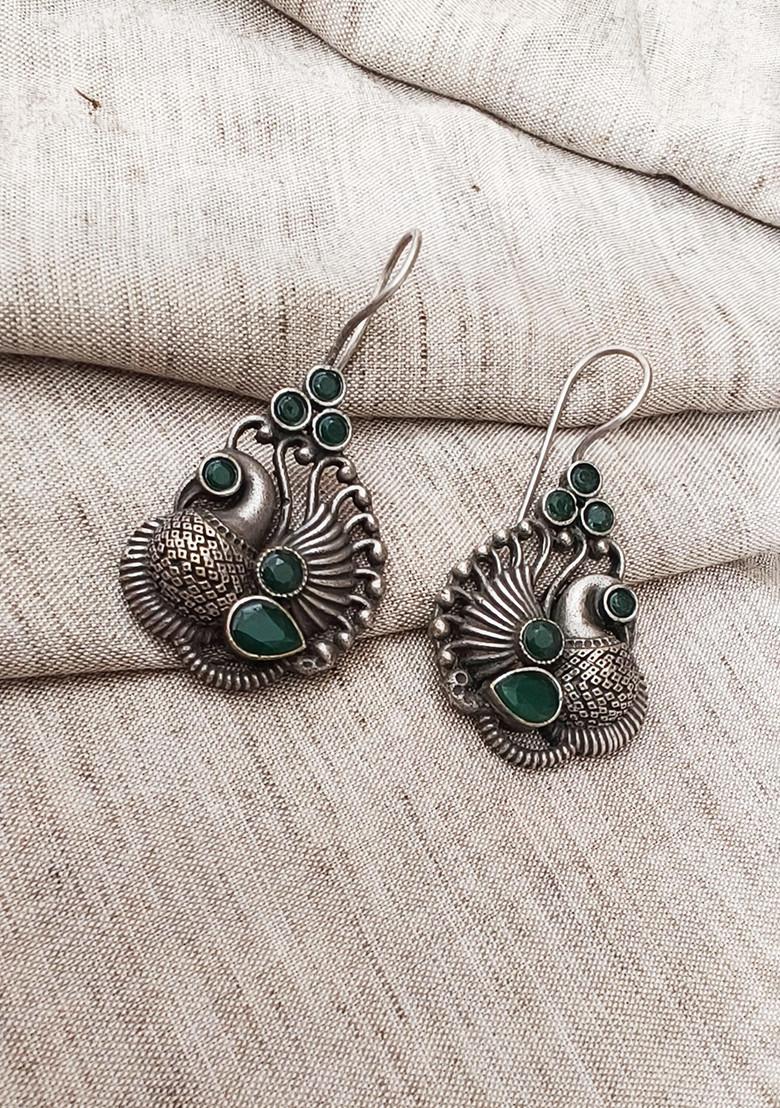 Silver Brass Earrings - Indya