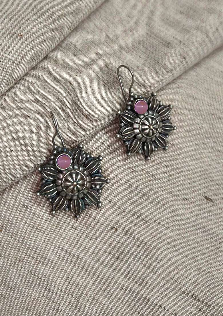 Silver Brass Earrings - Indya