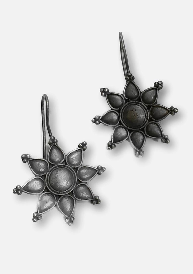 Silver Brass Earrings - Indya