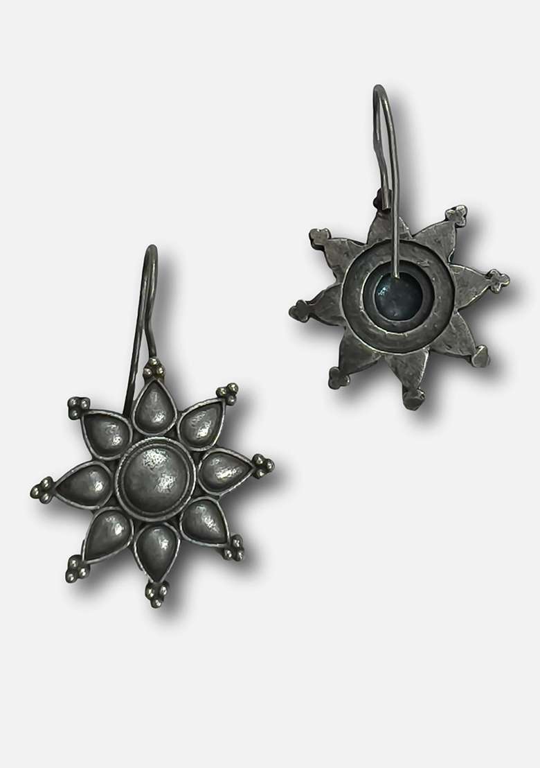 Silver Brass Earrings - Indya