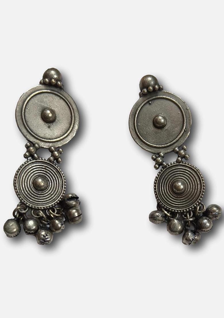 Silver Brass Earrings - Indya