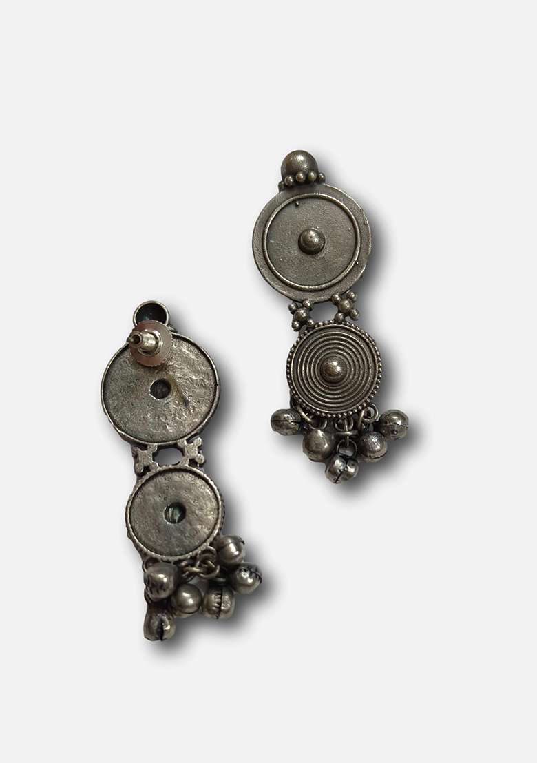 Silver Brass Earrings - Indya