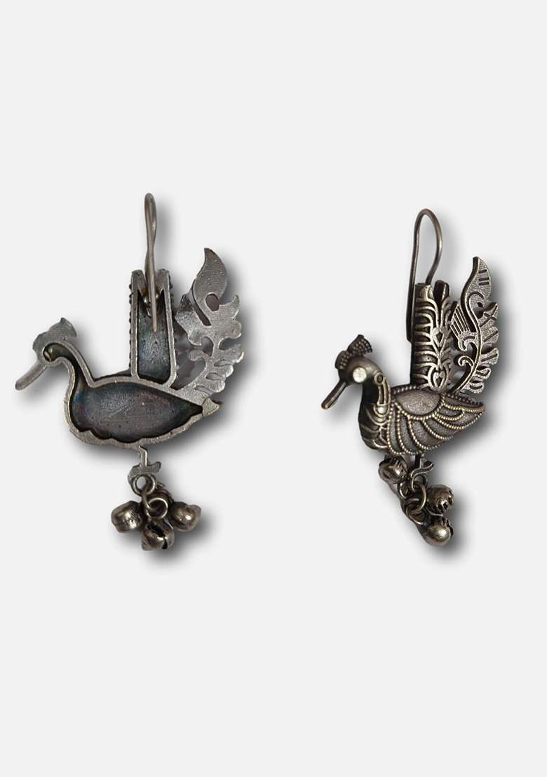 Silver Brass Earrings - Indya