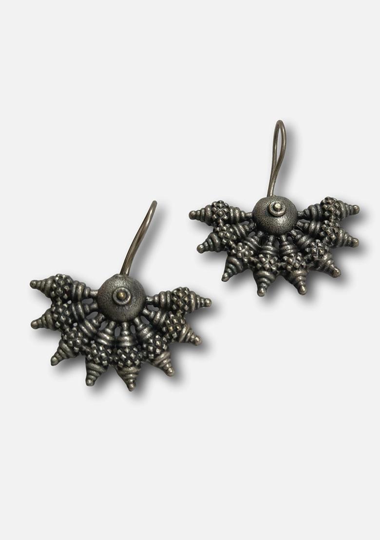 Silver Brass Earrings - Indya