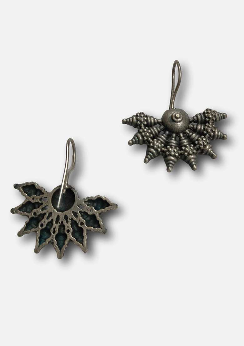 Silver Brass Earrings - Indya