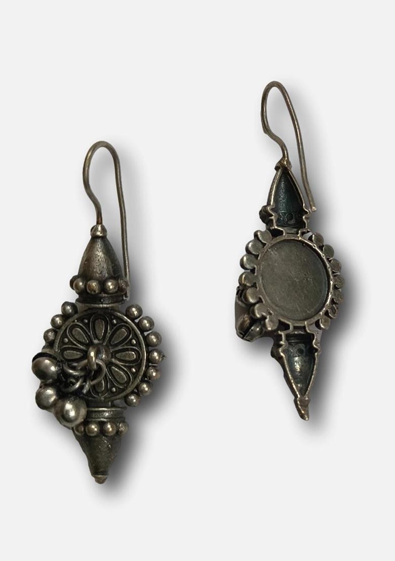 Silver Brass Earrings - Indya