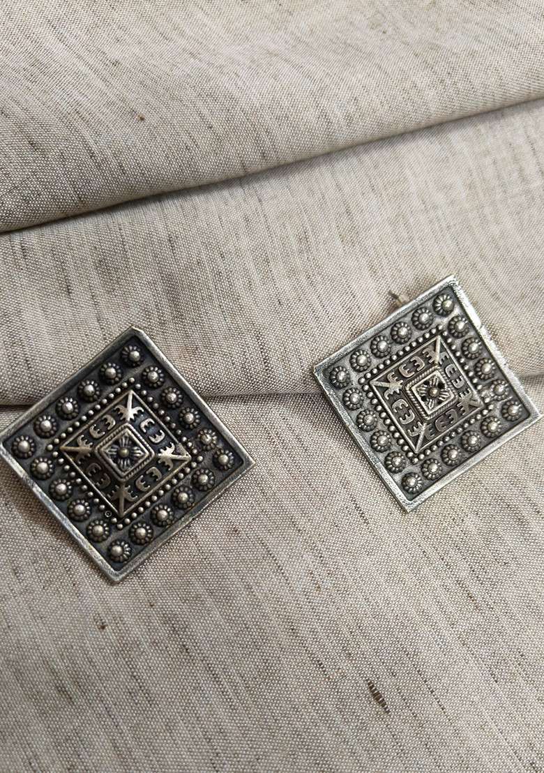 Silver Brass Earrings - Indya