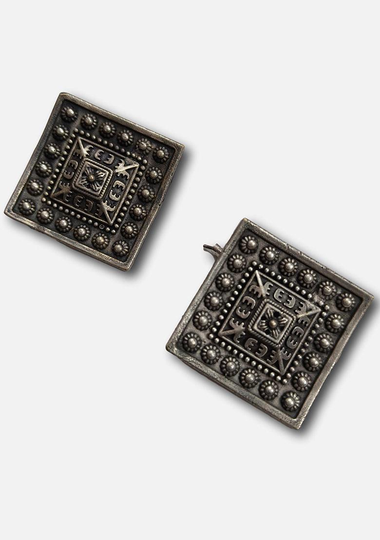 Silver Brass Earrings - Indya