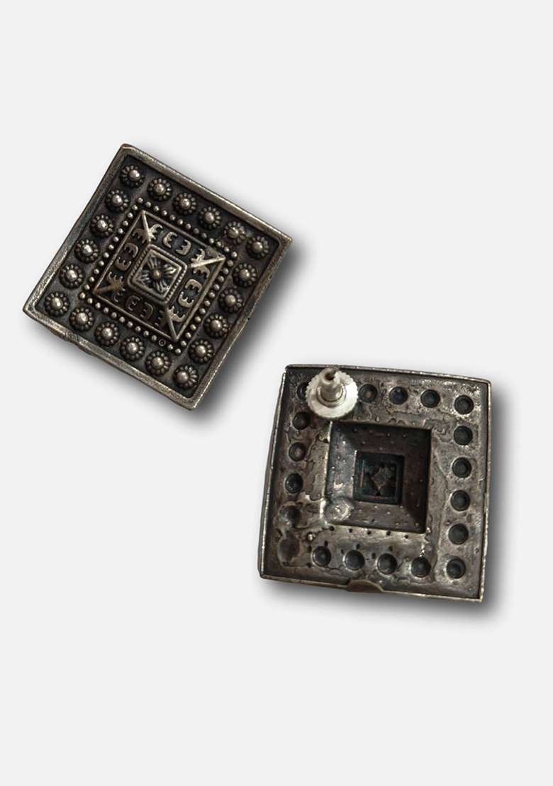 Silver Brass Earrings - Indya