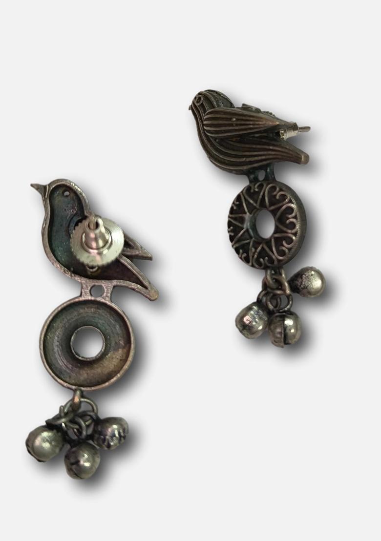 Silver Brass Earrings - Indya