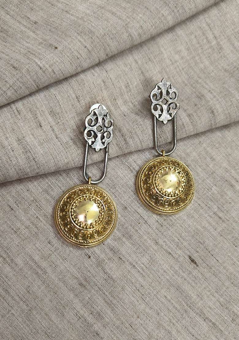 Silver Brass Earrings - Indya