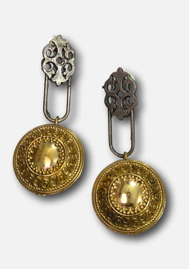 Silver Brass Earrings - Indya