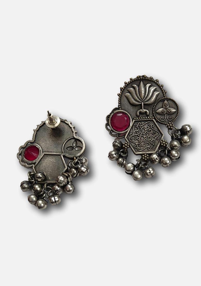 Silver Brass Earrings - Indya