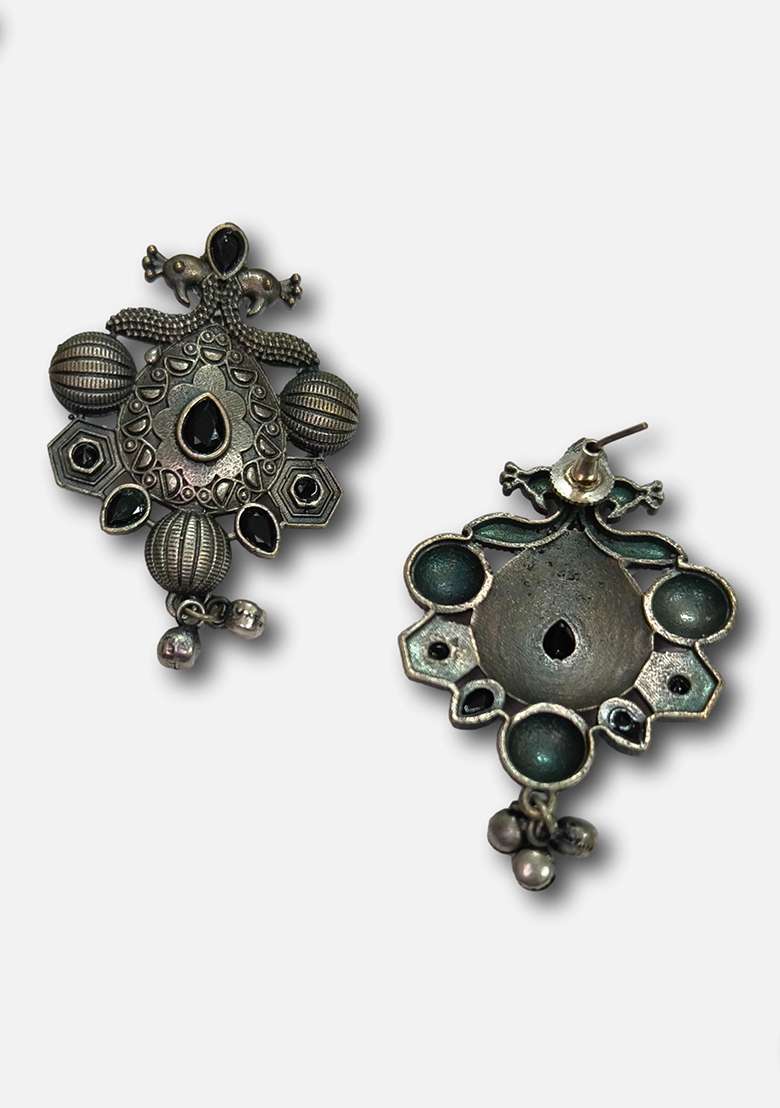 Silver Brass Earrings - Indya