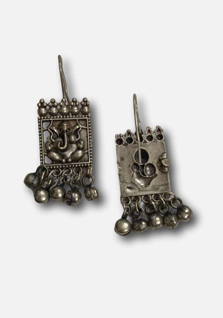 Silver Brass Earrings - Indya