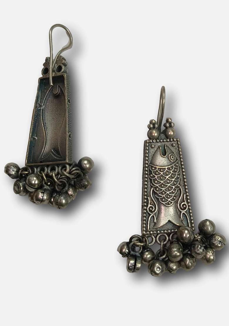 Silver Brass Earrings - Indya
