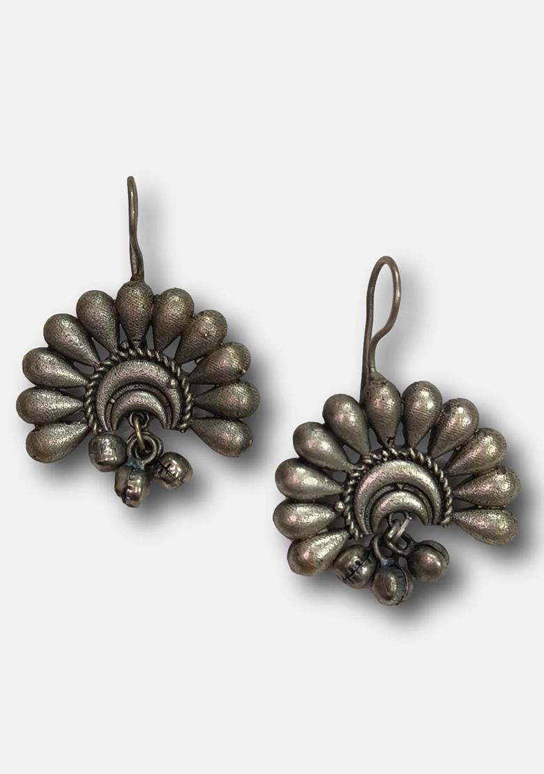 Silver Brass Earrings - Indya