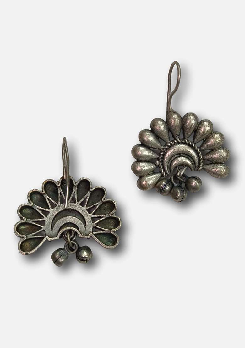 Silver Brass Earrings - Indya