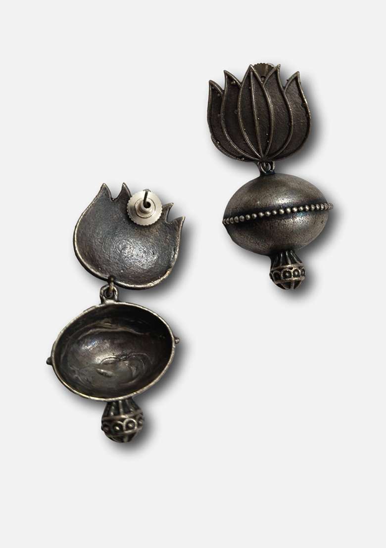 Silver Brass Earrings - Indya