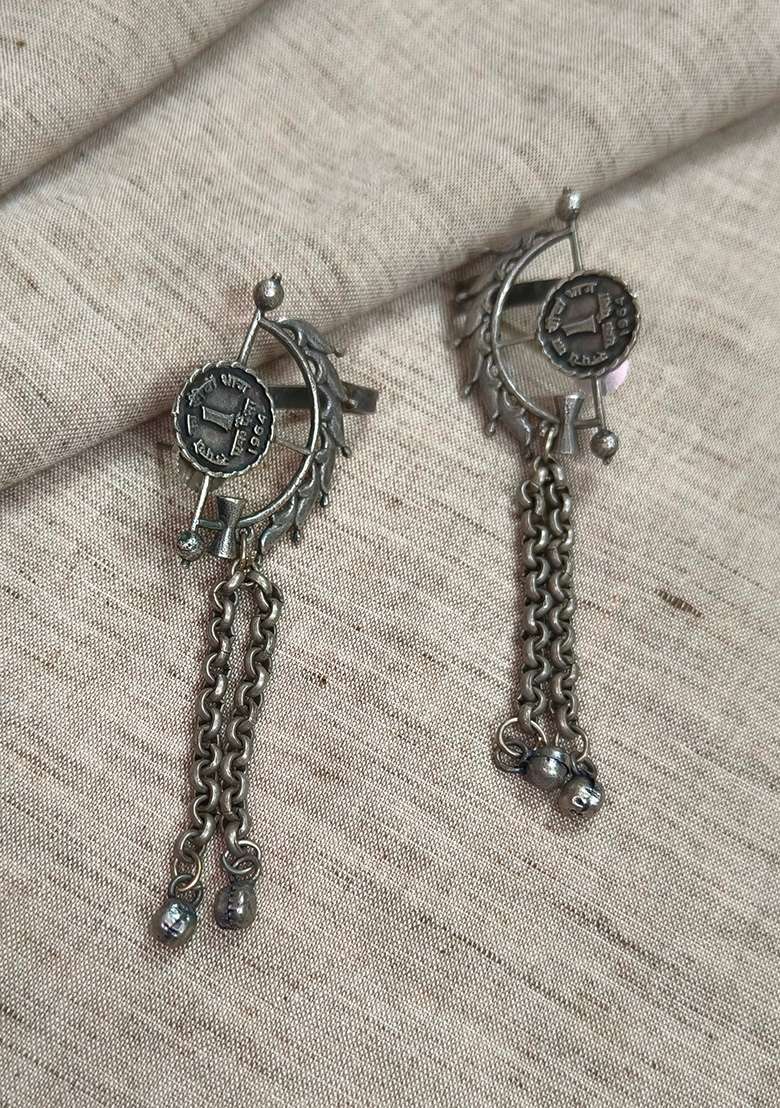 Silver Brass Earrings - Indya