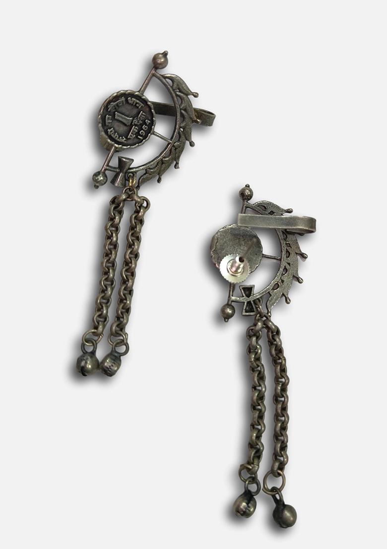 Silver Brass Earrings - Indya