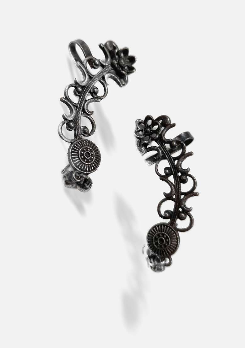 Silver Brass Earrings - Indya