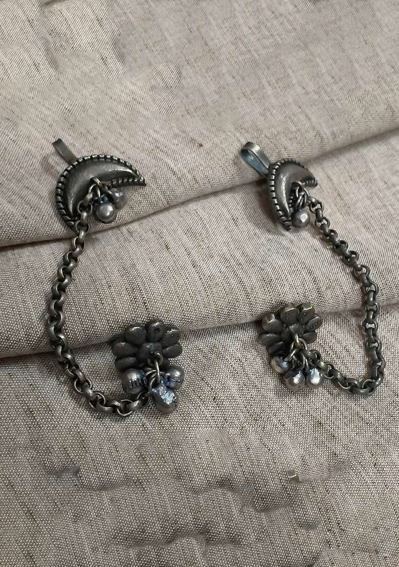 Silver Brass Earrings - Indya