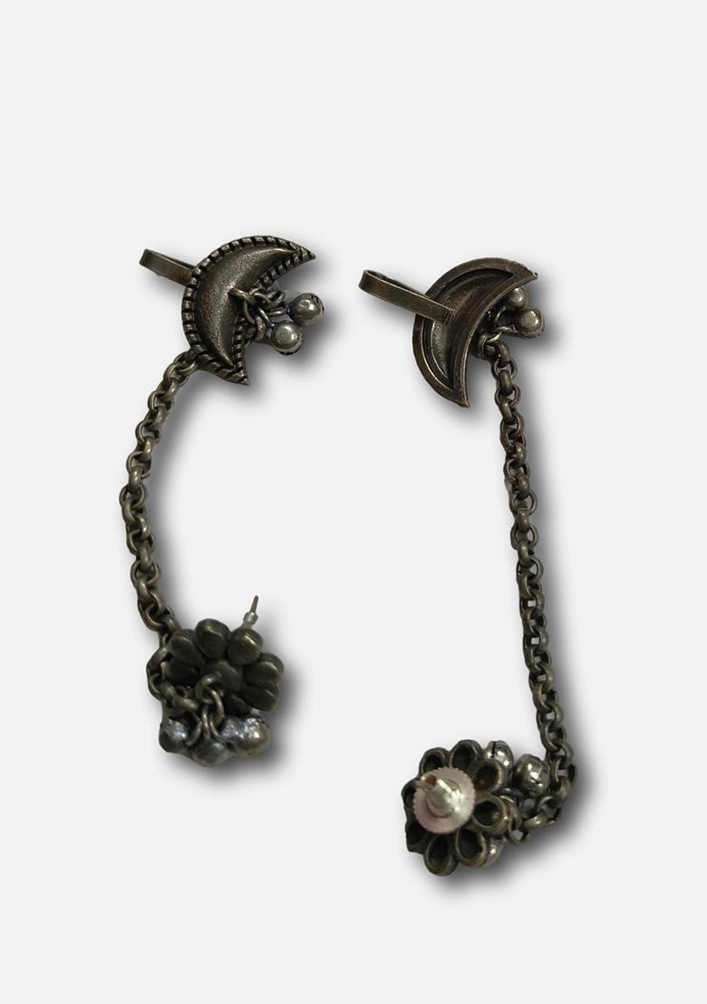 Silver Brass Earrings - Indya