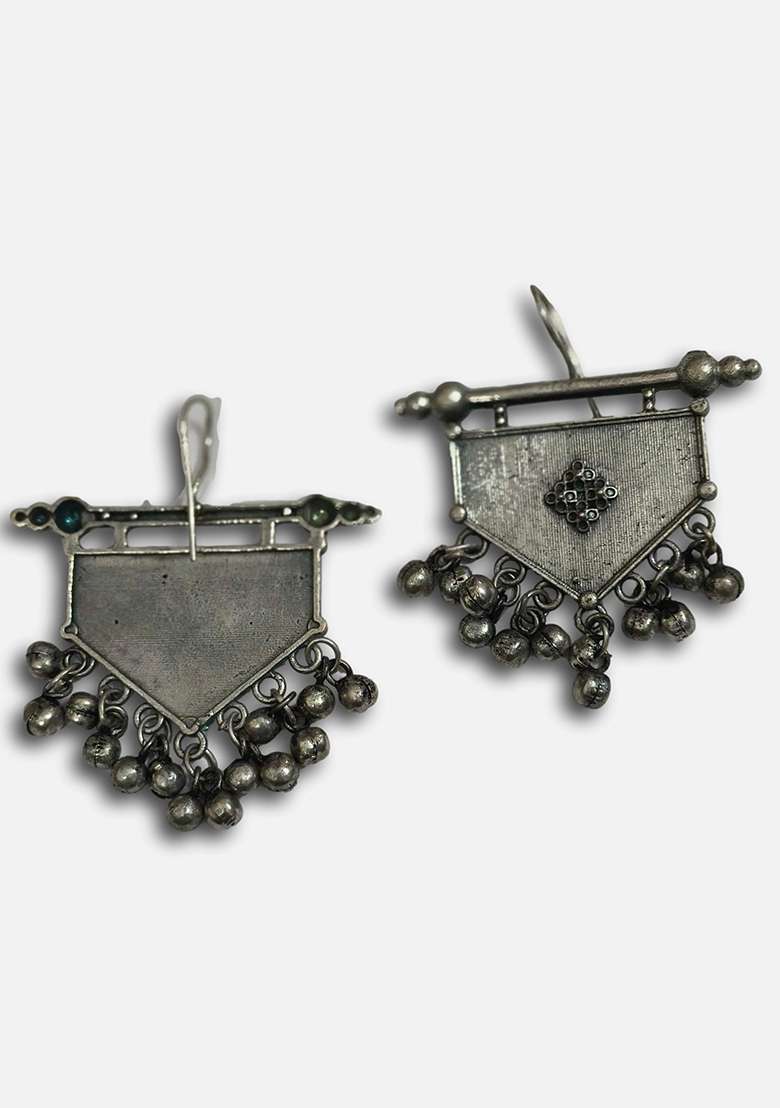 Silver Brass Earrings - Indya