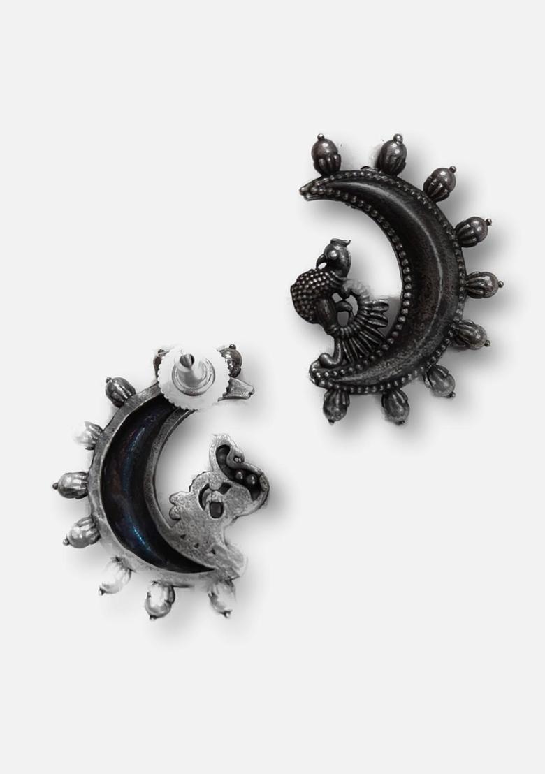 Silver Brass Earrings - Indya