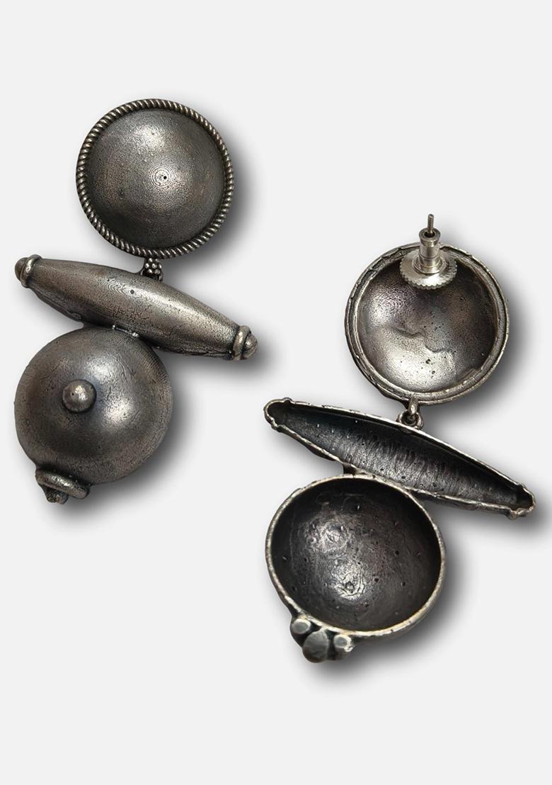 Silver Brass Earrings - Indya