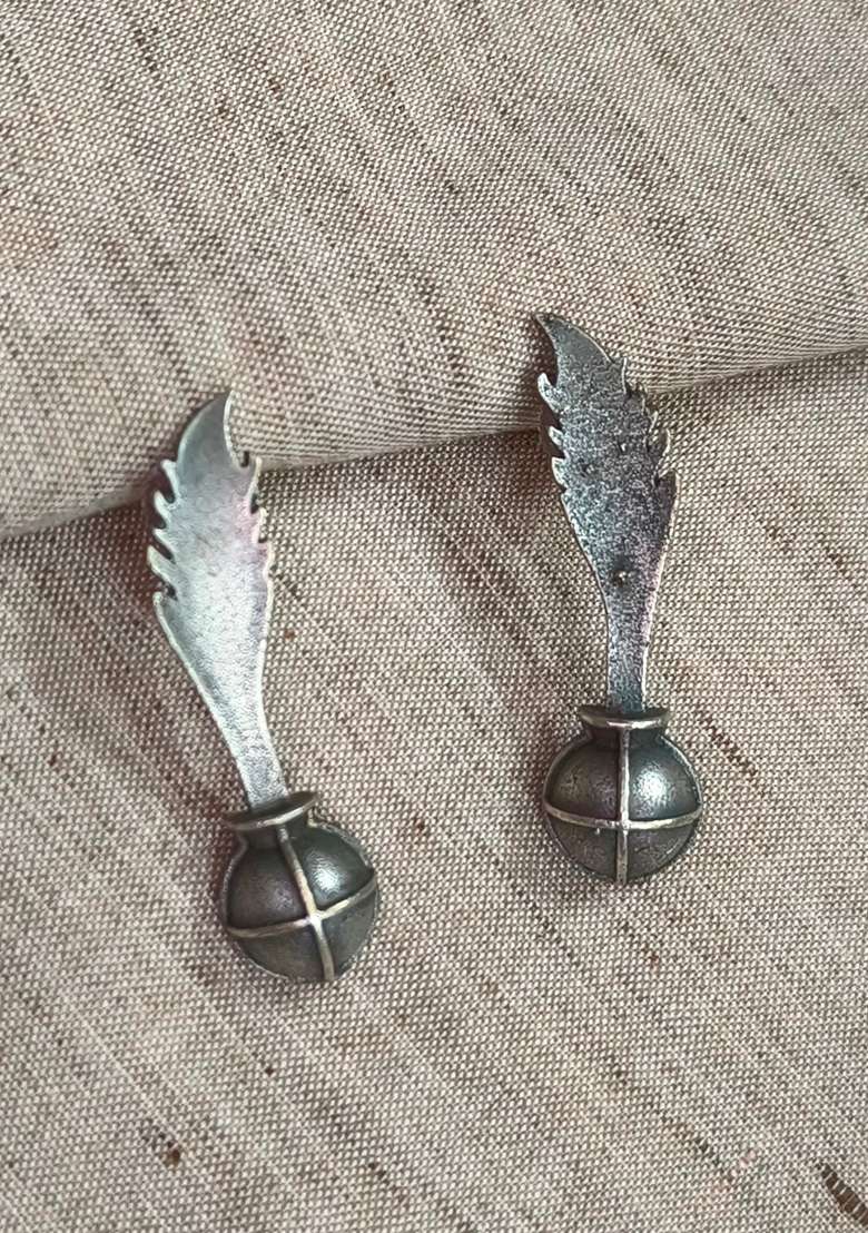 Silver Brass Earrings - Indya